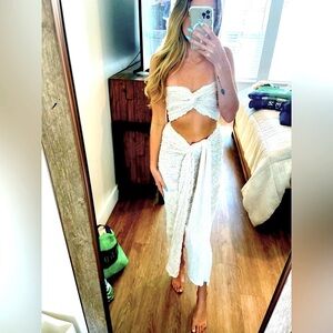 Off white crop top and skirt set